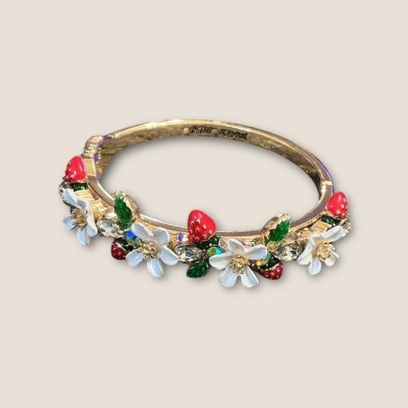 Betsey Johnson Strawberry and Rhinestone Bangle Bracelet - Picture 3 of 5